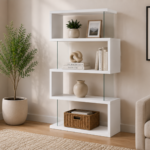 Emelle 800300 63-inch 4-shelf Glass Panel Bookshelf - White