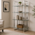 Hartford 805538 79-inch 5-shelf Glass Bookshelf - Chrome