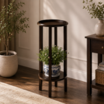 Kirk 900936 1-shelf Round Wood Plant Stand Side Table - Espresso