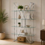 Larson 910050 73-inch 4-shelf Glass Bookshelf - Chrome