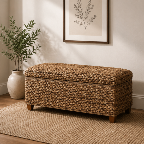 Laughton 500215 Hand-Woven Banana Leaf Storage Trunk - Amber