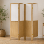 Mattison 960121 4-Panel Room Divider Folding Shoji Screen - Natural