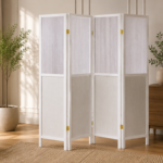 Mattison 960122 4-Panel Room Divider Folding Shoji Screen - White