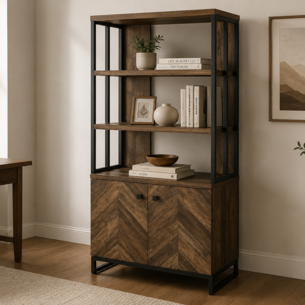 Millbrook 882093 71-inch 2-door Storage Bookshelf - Rustic Oak
