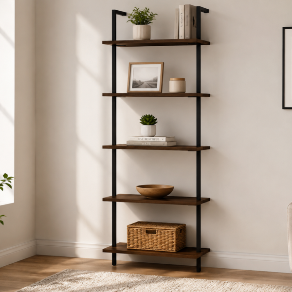 Owens 980072 96-inch 6-shelf Wall Bookshelf - Walnut
