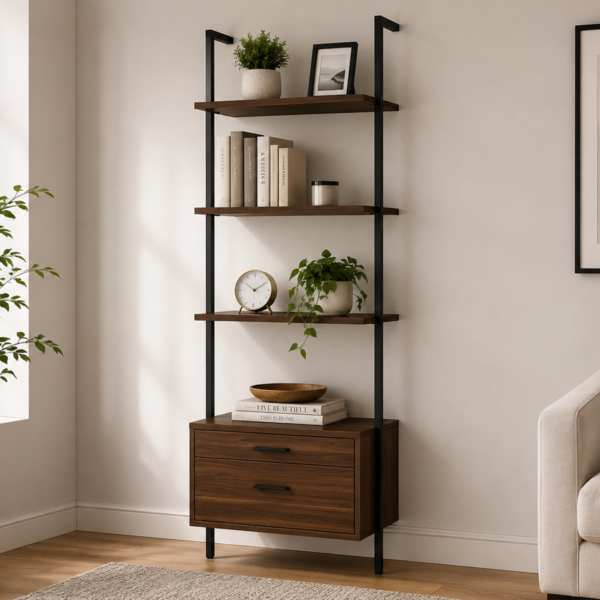 Owens 980074 96-inch 4-shelf Storage Wall Bookshelf - Walnut