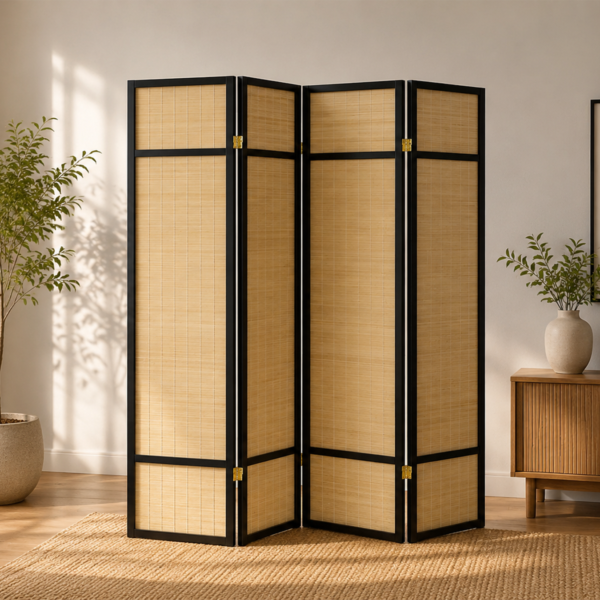 Pearce 961648 4-panel Bamboo Room Divider Folding Screen - Natural