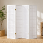 Roberto 902626 4-Panel Room Divider Folding Shoji Screen - White