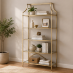 Serena 804393 70-inch 5-shelf Glass Bookshelf - Gold
