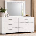 Felicity 6-Drawer Wood Dresser with Mirror in White High Gloss - 203503M