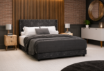 Starlett Velvet Bed With Diamonds Color Grey