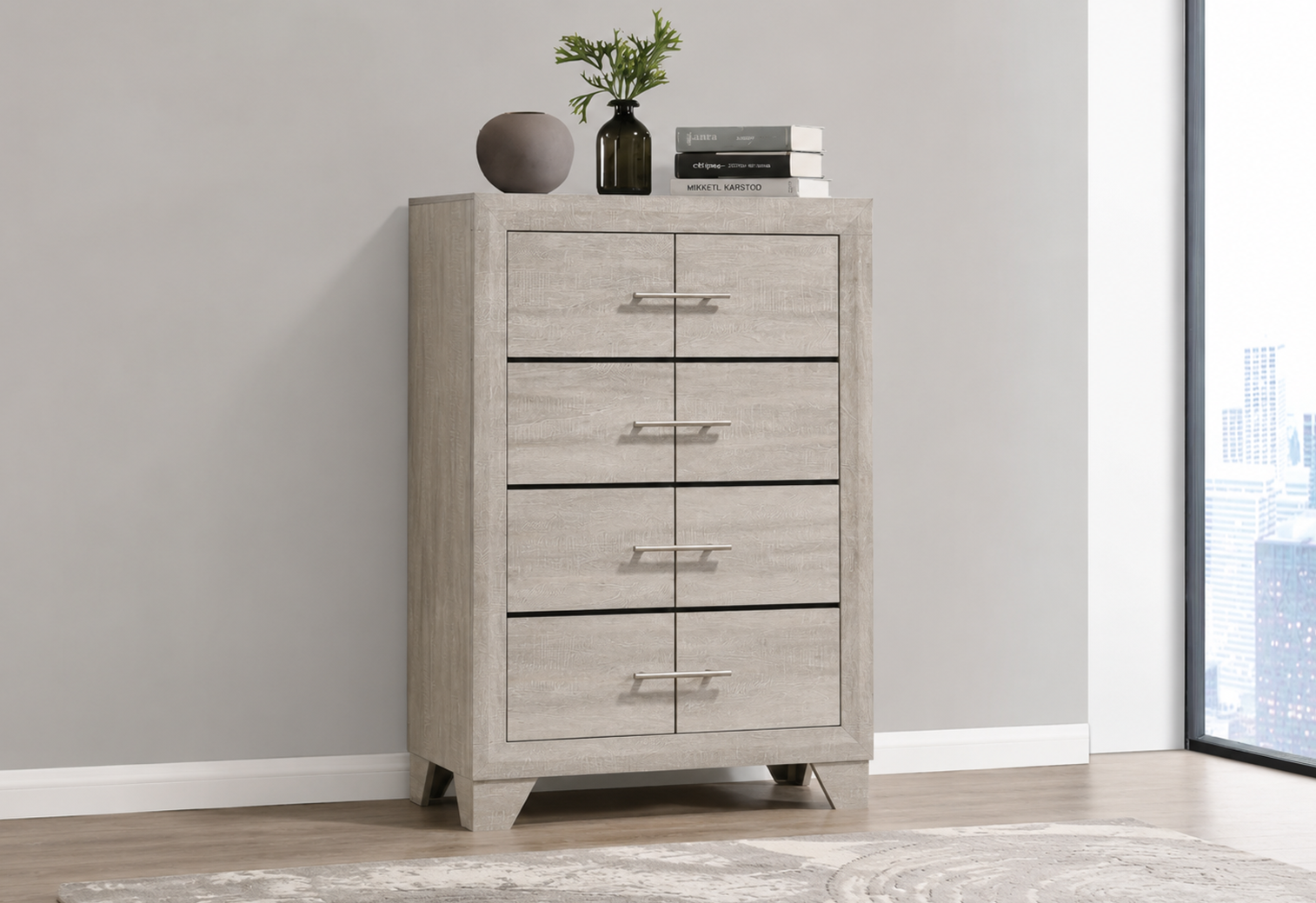 10 Trenton 4-drawer Bedroom Chest of Drawers Beige - Image 1