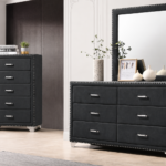 Melody 6-drawer Upholstered Dresser with Mirror Grey
