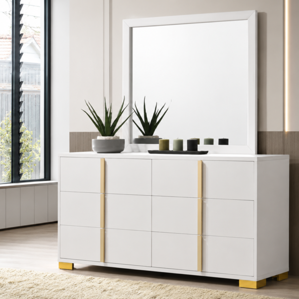 Marceline 6-drawer Dresser with Mirror White