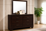 Kauffman 6-drawer Dresser with Mirror Dark Brown