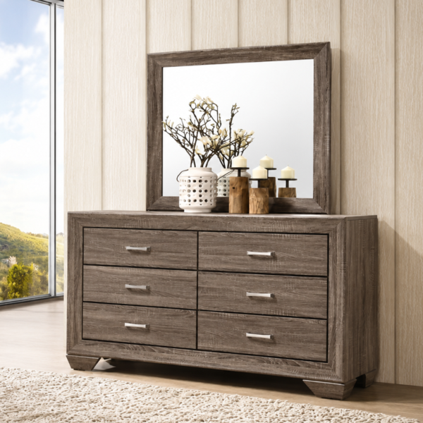 Kauffman 6-drawer Dresser with Mirror Brown