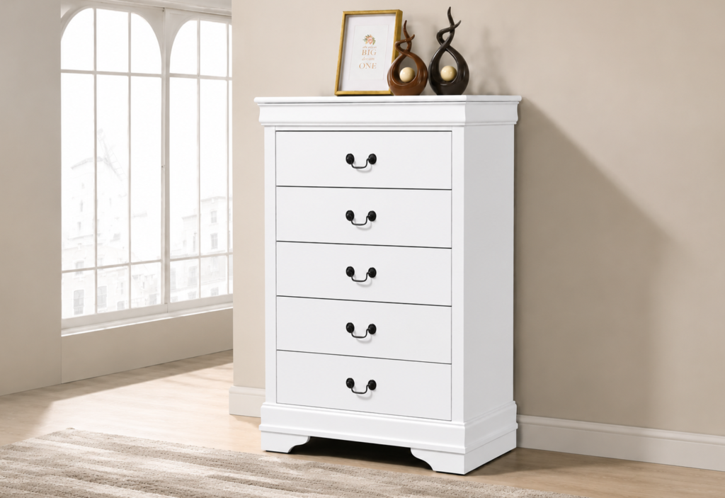 Louis Philippe 5-drawer Bedroom Chest White