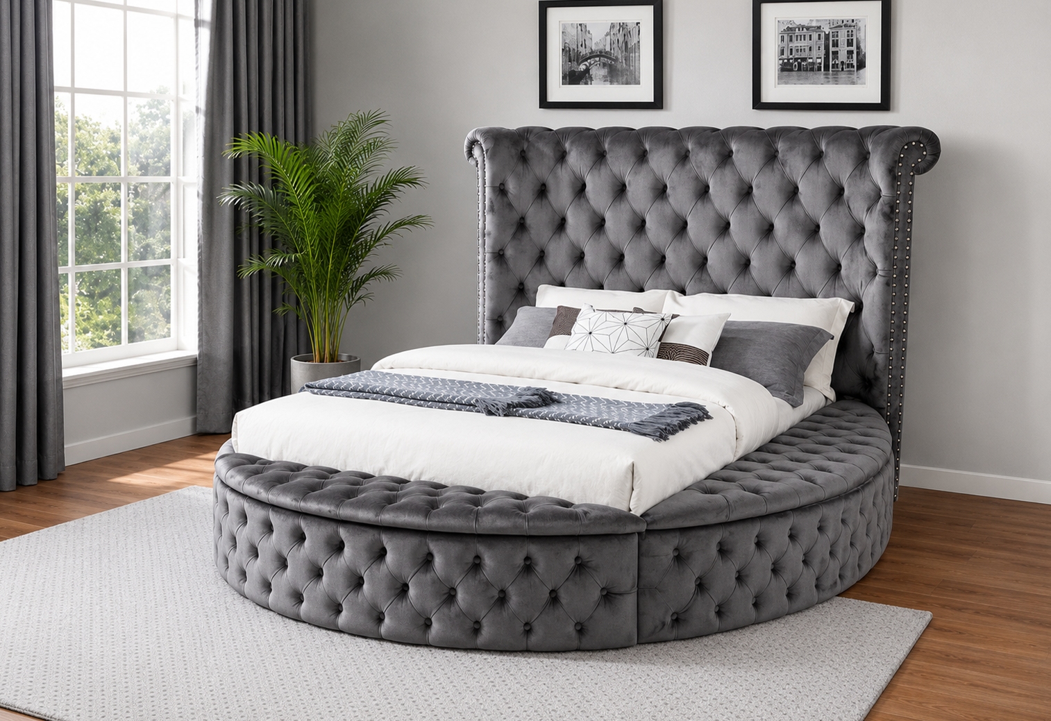 5 Serene King Upholstered Panel Bed with Storage (155142/155141/155143/155144) - Image 1