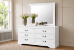 Louis Philippe 6-drawer Dresser and Mirror White