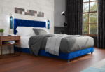 Starlett Velvet Bed With Diamonds Blue