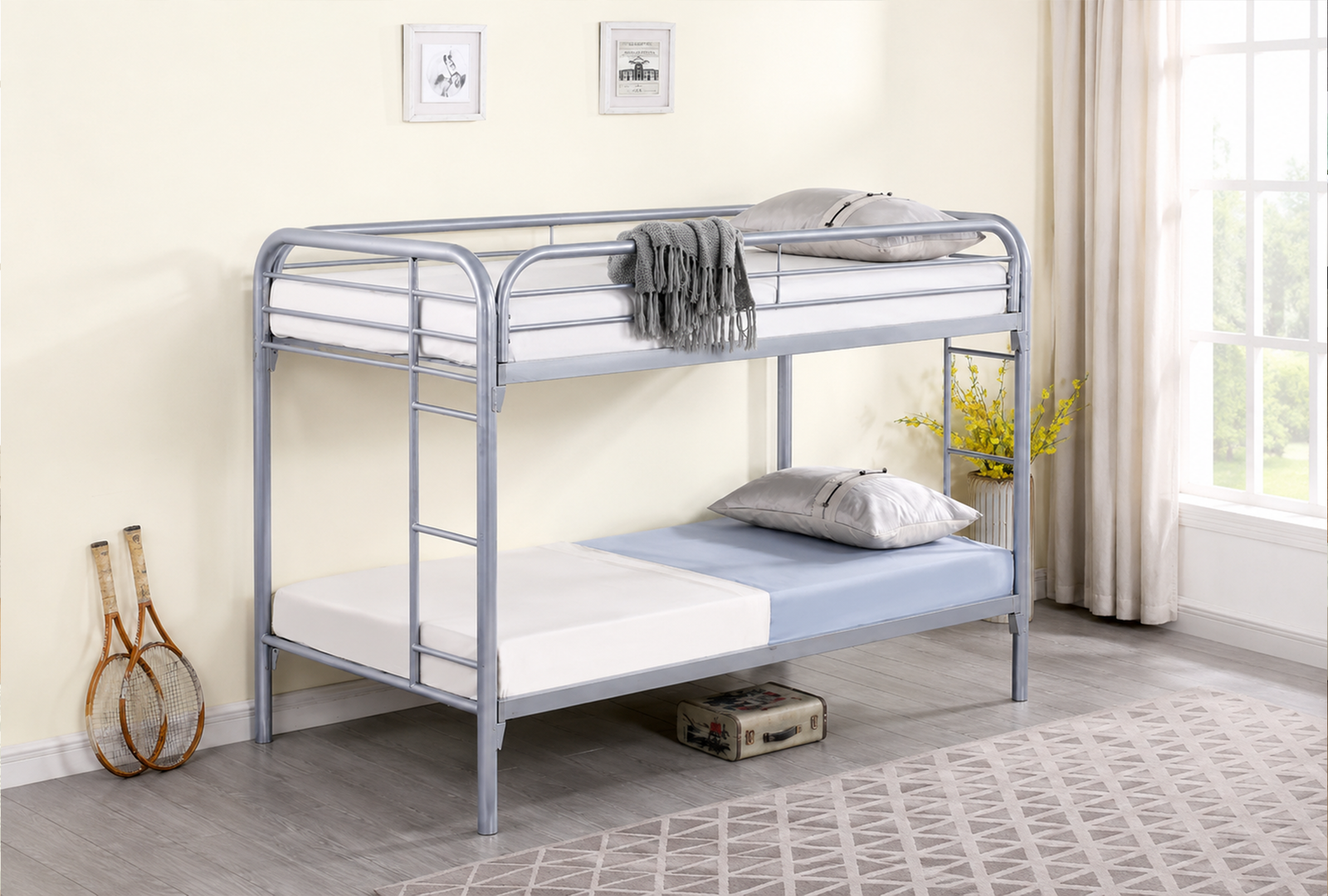 Allstar-Metal-Bunk-Bed-Color-Silver-&-Black Allstar Metal Bunk Bed Color Silver & Black - Image 1