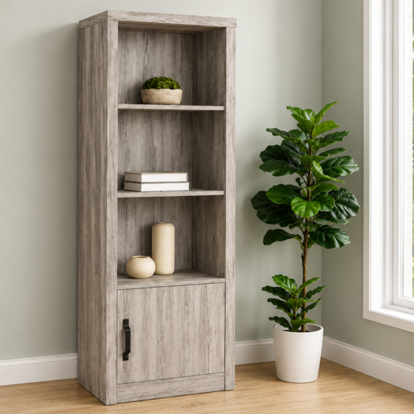 Burke 3-shelf Engineered Wood Media Tower Grey Driftwood