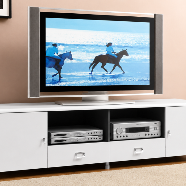 Burkett 2-door Engineered Wood 71-inch TV Stand White High Gloss