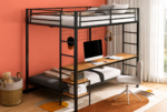 Campus Metal Full Over Twin Workstation Bunk Bed Matte Black