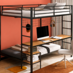 Campus Metal Full Over Twin Workstation Bunk Bed Matte Black
