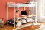 Campus Metal Full Over Twin Workstation Bunk Bed Matte White