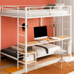 Campus Metal Full Over Twin Workstation Bunk Bed Matte White