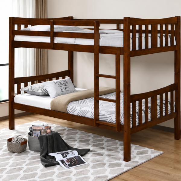 Caribou Twin Over Twin Wooden Bunk Bed Dark Brown