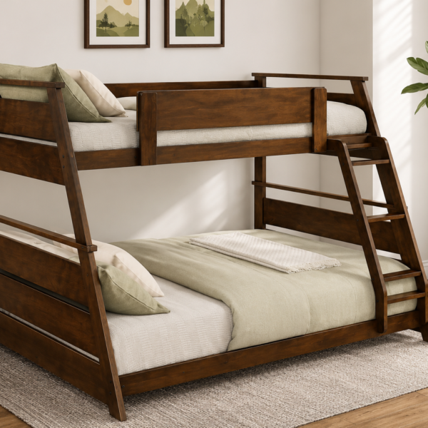 Hampton Twin over Full Wooden Bunk Bed White & Dark Brown