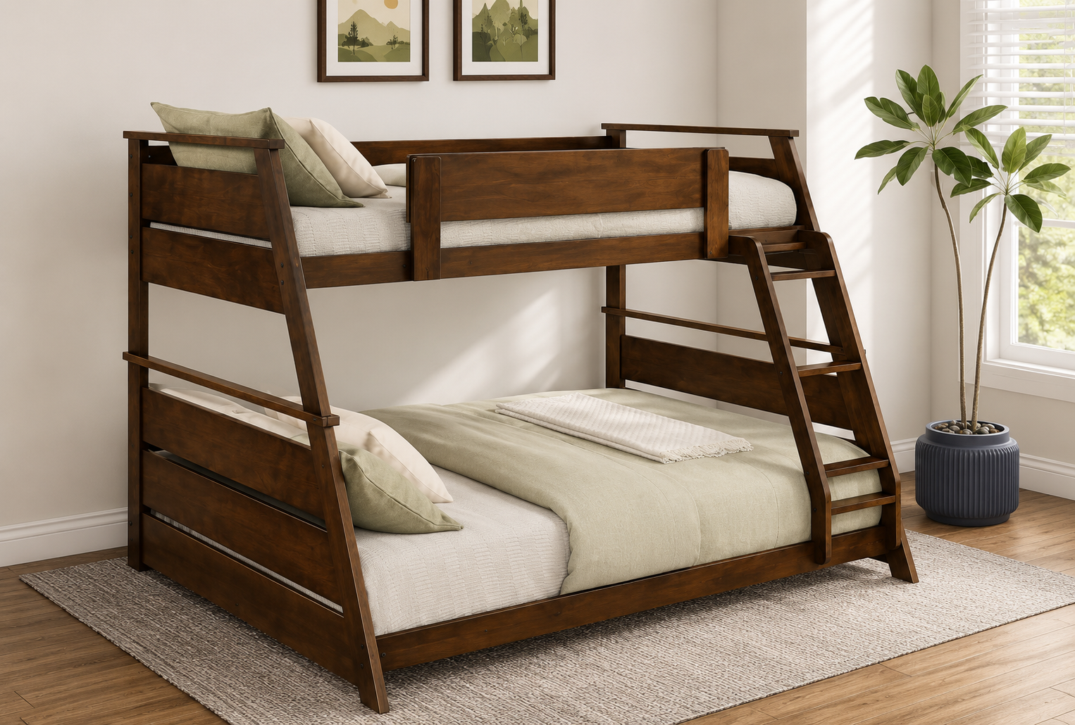 ChatGPT Image Jul 10, 2026, 03_28_46 AM Hampton Twin over Full Wooden Bunk Bed White & Dark Brown - Image 1