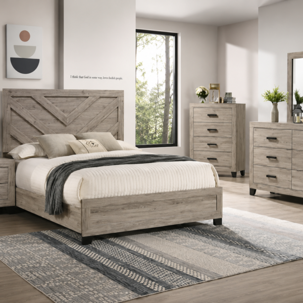Oakdale Wooden Panel Bedroom Set Oak