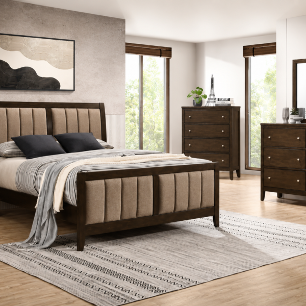 Wilkes Upholstered Bedroom Set Dark Brown
