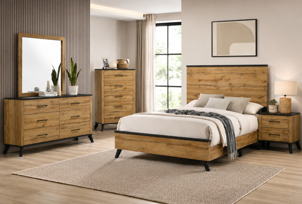 Kaywood 4-piece Eastern King Bedroom Set Natural Pine