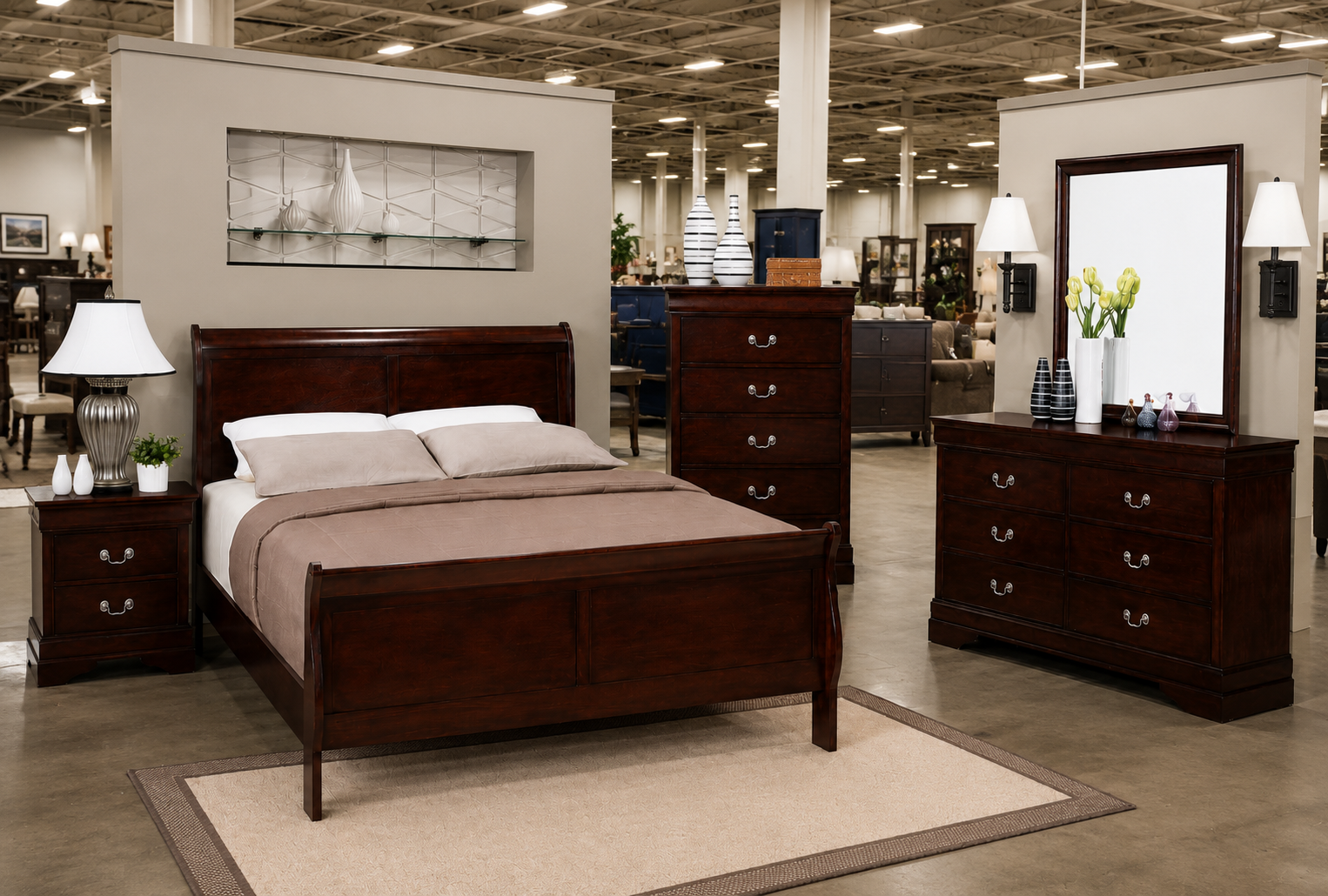 ChatGPT Image Jul 10, 2026, 05_29_01 AM Louis Philippe Wooden Panel Bedroom Set color Black & Dark Brown - Image 1