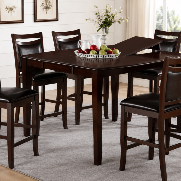 Louise 7-Pcs Dining Set Color Dark Brown