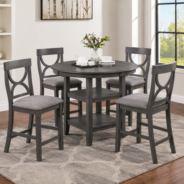 Linda 5-Pieces Counter Height Dining Table Set