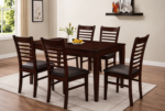 SIMON 7-Pieces Wooden Dining Set Grey & Brown