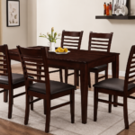 SIMON 7-Pieces Wooden Dining Set Grey & Brown