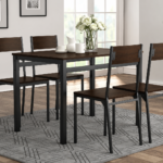 Lana 5-piece Rectangular Dining Set Dark Brown and Black