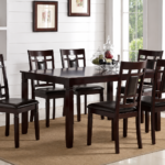 Updated Wooden 7-pcs Dining Dark Brown