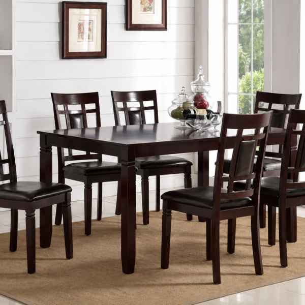 Updated Wooden 7-pcs Dining Dark Brown