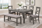 6 Pieces Dining Set (Table+ 4 Chairs +Bench)