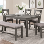 6 Pieces Dining Set (Table+ 4 Chairs +Bench)
