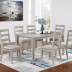 Victor 7-Pieces Wooden dining Set Light Grey