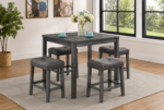 Lucian Counter Dining Set Brown Creamy & Gray