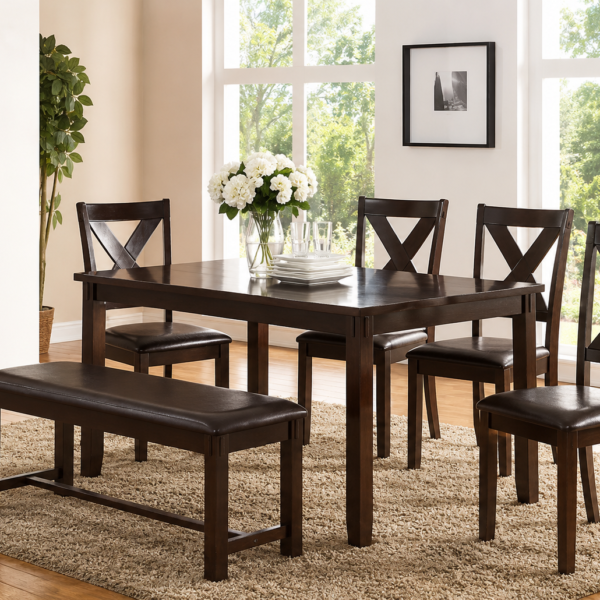 Atlas 6 Pieces Dining Set (Bench + 4Chairs + Table)